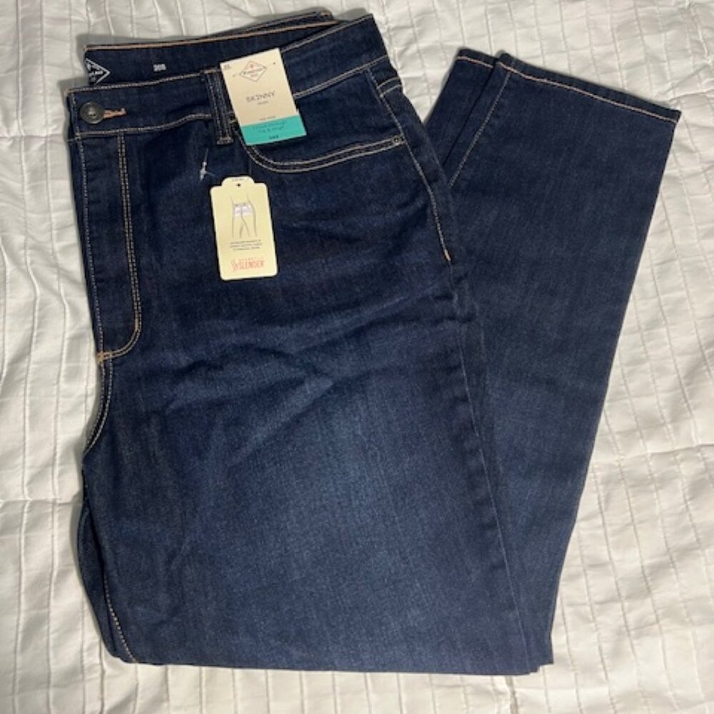 St Johns Bay Skinny Leg Jeans Womens Size 20 Short Blue Denim Stretch Dark Wash
